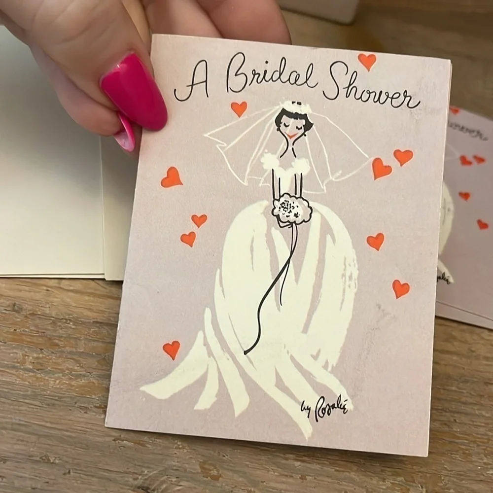 Box of Vintage Bridal Shower Invitations Rosalie Studio Five Bride 1953